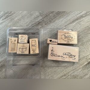 2 Sets retired Stampin Up! Wooden Stamp Sets Comfort Food and Yummy